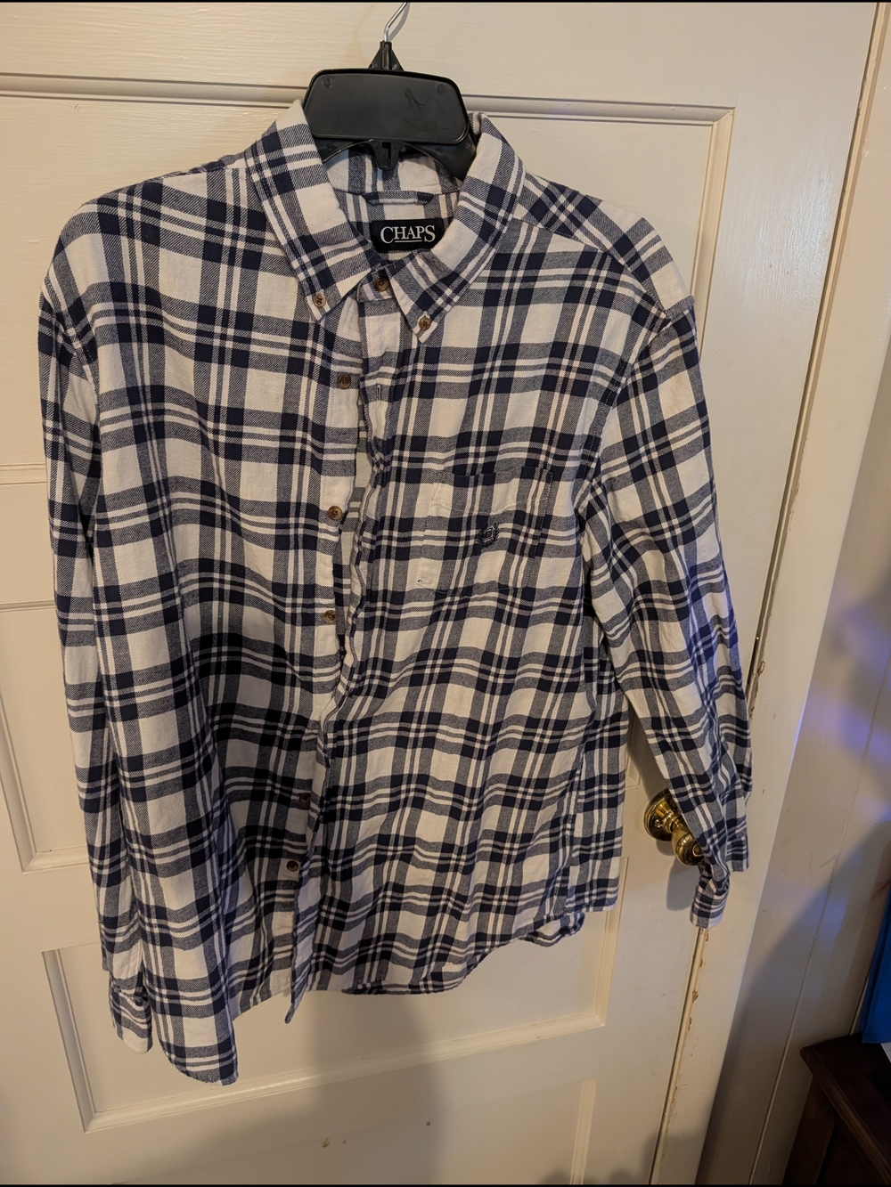 Chaps Men's Navy & White Plaid Button-Down Shirt